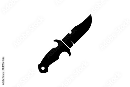 Illustration of a black combat knife on white background