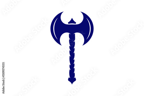 Illustration of a double bladed axe with blue color