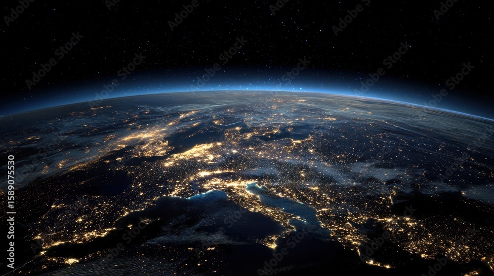 Obraz premium Stunning photo of earth at Night from Space.