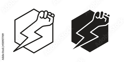 Hand with Power icon for web designs. editable pictogram.