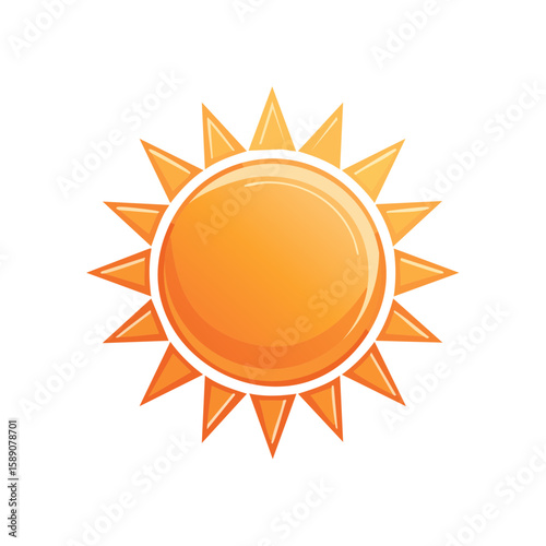 Cartoon sun icon illustration with orange rays and black outline against a dark sky for weather themes