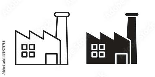 Factory icon for web designs. editable pictogram.