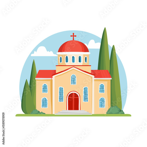 Cartoon Greek Orthodox Church Illustration