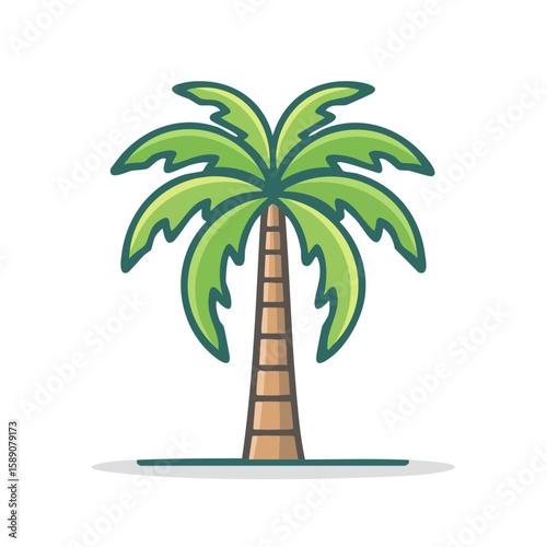 Stylized palm tree illustration on island sand with black backdrop for exotic tropical vacation designs