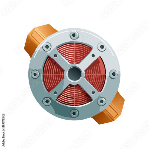 Round Metal Device with Red Spiral Center