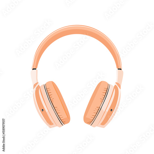Wireless headphones illustration for music lovers stylish audio device on black