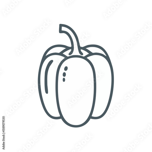Bell pepper icon outline illustration of colorful vegetable food ingredient isolated