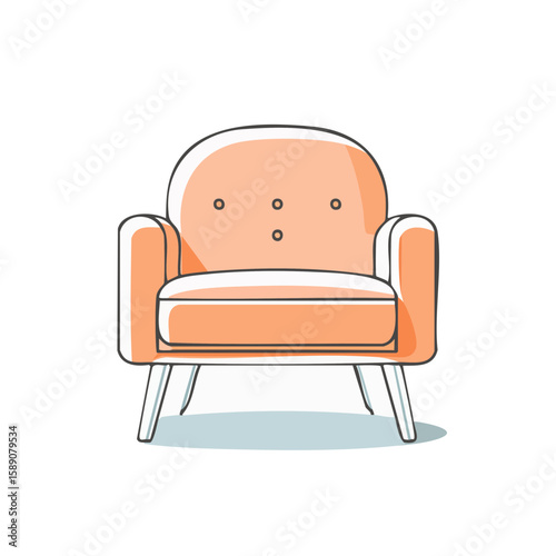 Modern Peach Armchair Illustration Contemporary Furniture Design White Background Home Interior Minimalist Style Creative Graphics