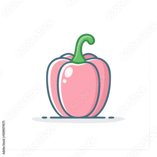 Illustration of a pink bell pepper on black background vector design simple style food ingredient culinary