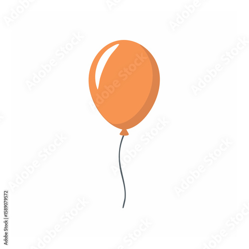 Cartoon illustration of single orange balloon Celebration event decoration object festive flat art