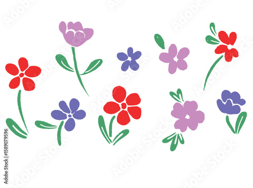 Hand Drawn Flowers Decorative elements for design Vector illustration