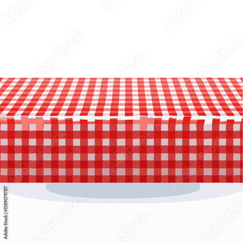 Red and White Gingham Tablecloth Over a Surface