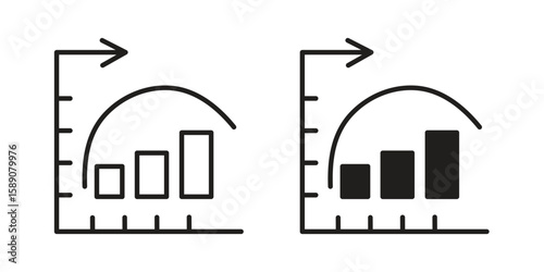Diminishing returns icon for web designs. editable pictogram.