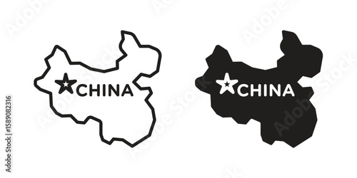 China map icon for web designs. editable pictogram.