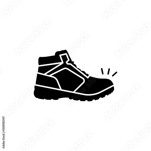 mandatory safety signs icon_wear safety shoes black and white color symbol only