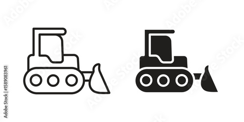 Bulldozer icon for web designs. editable pictogram.