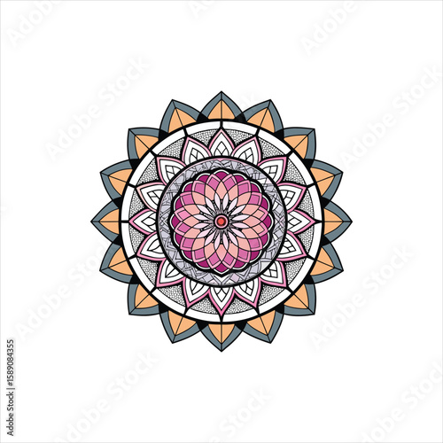 Floral mandala round ornamental design element