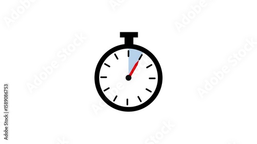 stopwatch icon animation one minute duration on white background 4K resolution video