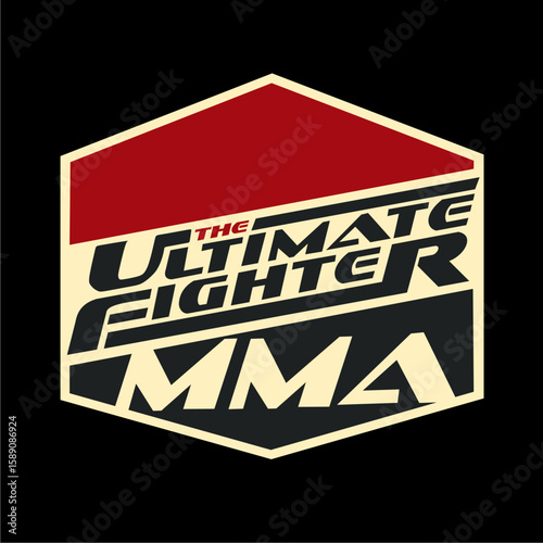 A red and black logo design for a mixed martial arts (MMA) organization, featuring the words "The Ultimate Fighter" and "MMA".