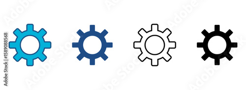 Settings Icon Set With Multiple Styles. Vector Illustration