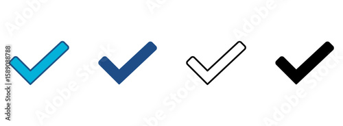 Check Icon Set With Multiple Styles. Vector Illustration