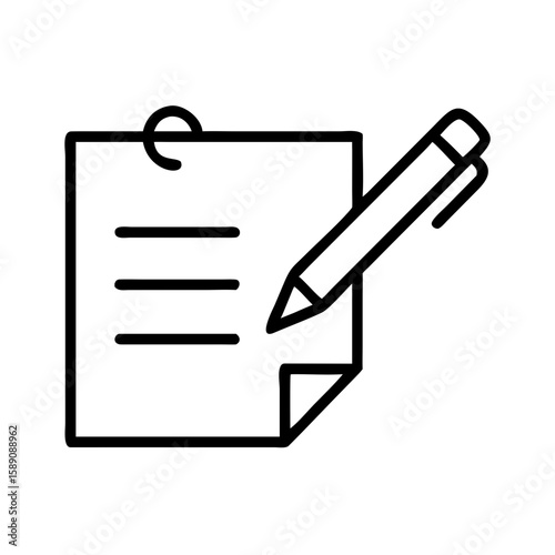 Sticky note with lines and pen for writing notes or reminders  