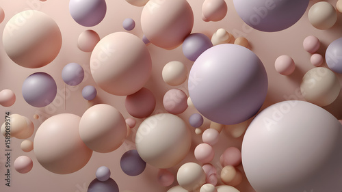 Geometric shapes: Pastel spheres abstract background