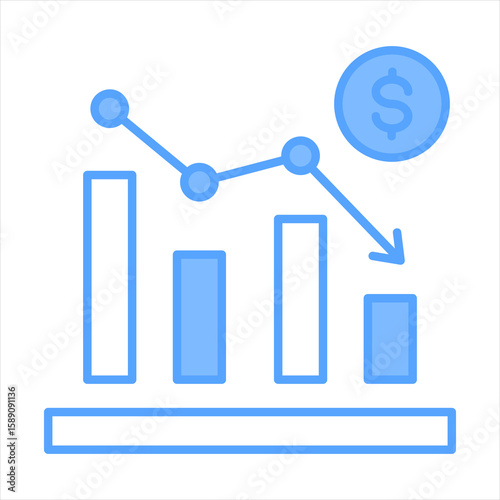 Recession Blue Icon Vector Illustration