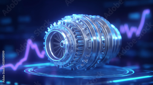 Futuristic Electric Motor with Jet Engine Design on Data Pad
