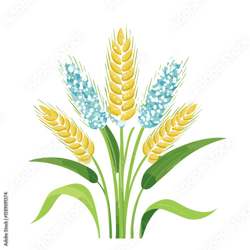 Wheat and flowers bouquet SVG image for agricultural design