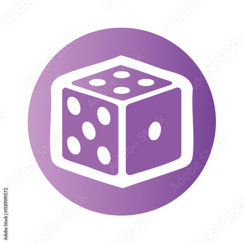 One Die Rolling for a Roll of the Dice Game Luck or Chance Strategy Lilac