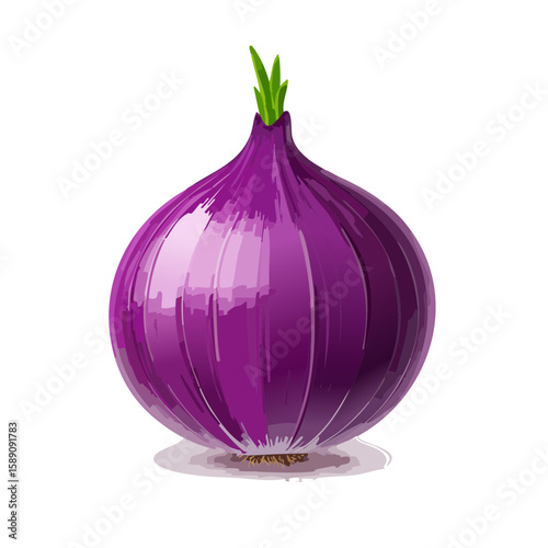 Vibrant Purple Onion Illustration for Culinary and Nutritional Content