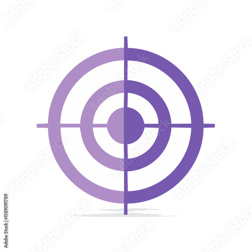 Purple Target with Crosshairs Illustration on Black Background, Conceptual Image