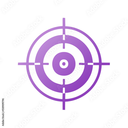 Purple target design illustration with crosshairs, representing accuracy, focus, and aim, on a black background.