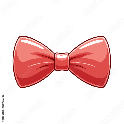 Isolated red bow tie illustration on a black background. Classic formal wear for men and boys cartoon vector