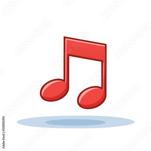 Red music note illustration musical symbol song melody audio visual creation graphic design isolated on black background