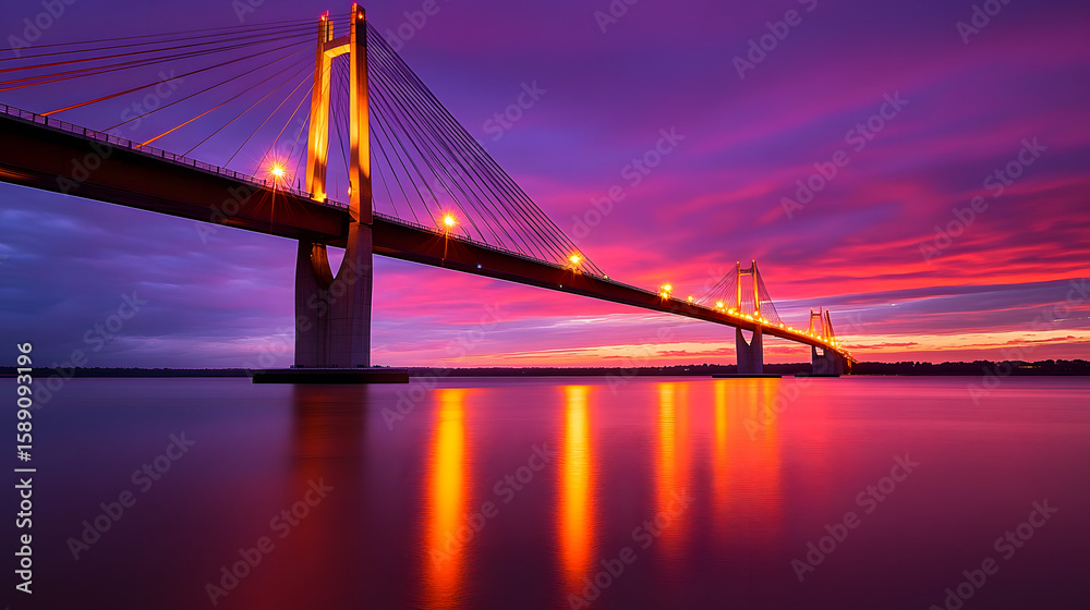 Fototapeta premium Sunset Reflections on the Bridge