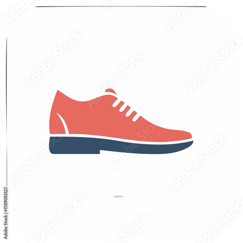 Stylized formal leather shoe with shoelaces flat vector graphic for fashion footwear concept presentation or modern design asset