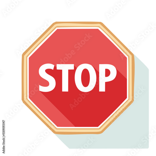 Red octagon stop sign cartoon illustration caution attention halt control