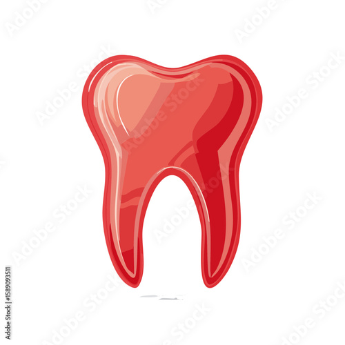 Red tooth illustration on black backdrop for dental care or dentistry designs graphic art concept health and hygiene