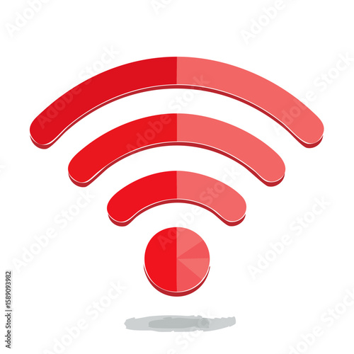 Red WiFi signal indicator for wireless internet connection networks on black background. Digital accessibility in global communication concept.