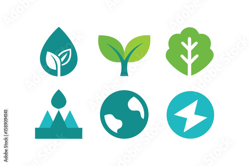 Ecology Icon Set 6 Illustrations