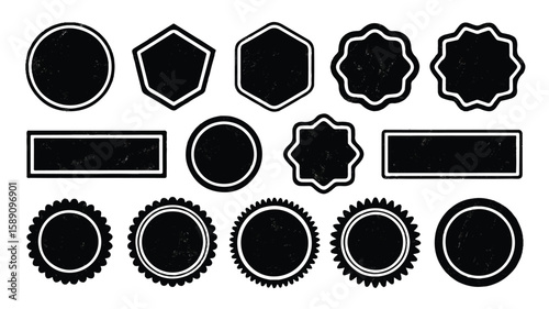 Collection of thirteen black vintage style seals and stamps