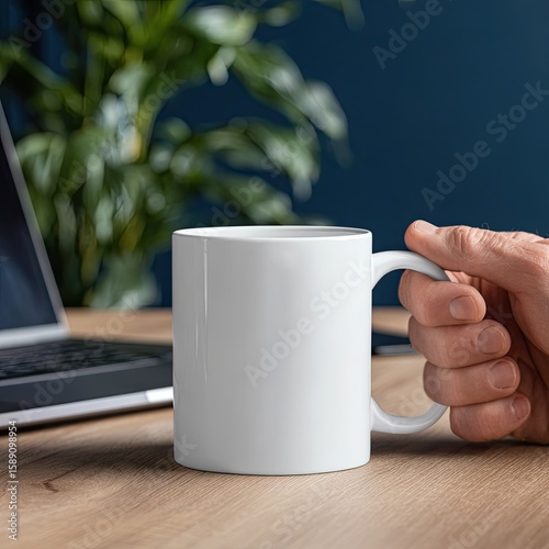 White mug held in hand