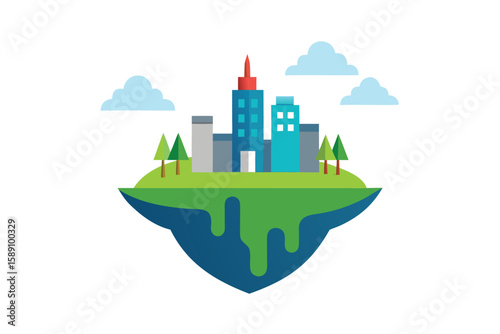 Nature Inspired Urban Island With Walkable Roads