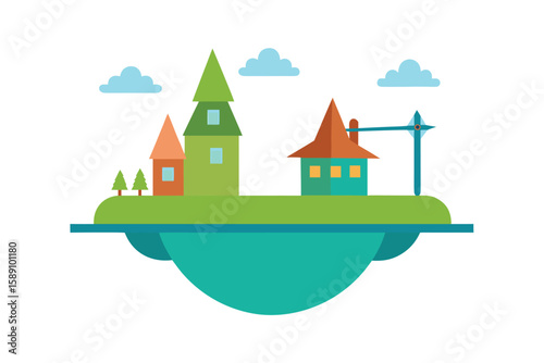 Miniature Island Village With Healthy Eco Balance