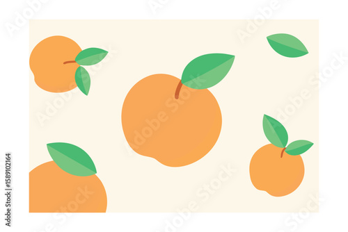 Hand Drawn Peaches And Mint Leaf Elements Seamless