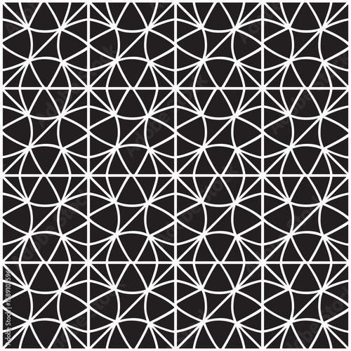Ornement décoratif Motif abstrait Moucharabieh Réseau de noir et blanc et de style arabe géométrique