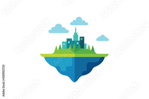 Floating Land City In Balance With Nature And Water