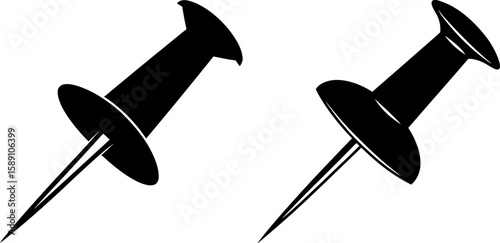 Silhouette of Two Push Pins